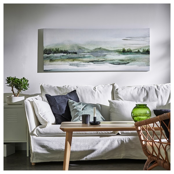 IKEA BJÖRKSTA picture and frame, 55x22 in Green Nature / Aluminum Color, Ikea Ireland | 2401MEWYZ