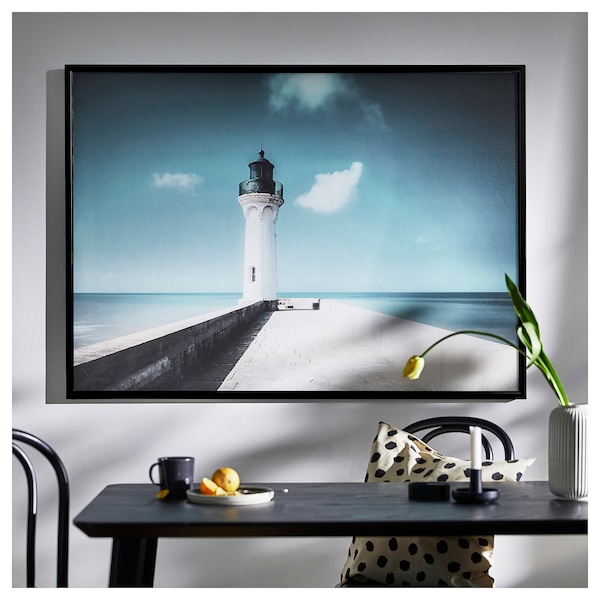 IKEA BJÖRKSTA picture and frame, 55x39 ¼ in White Lighthouse / Black, Ikea Ireland | 1503TLBKE