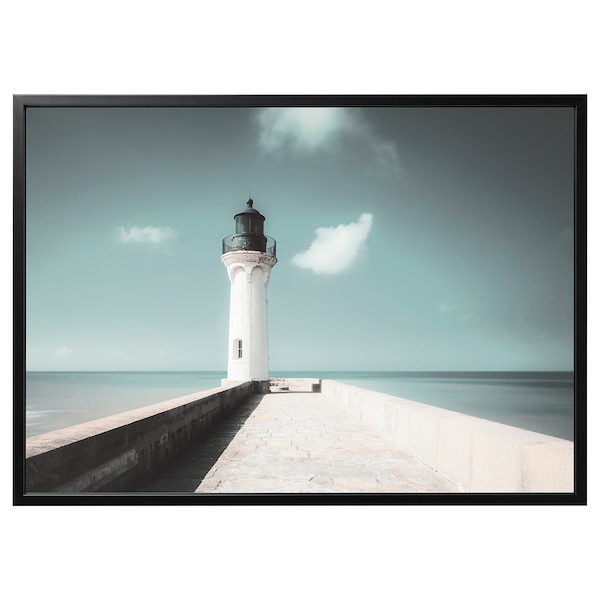 IKEA BJÖRKSTA picture and frame, 55x39 ¼ in White Lighthouse / Black, Ikea Ireland | 1503TLBKE