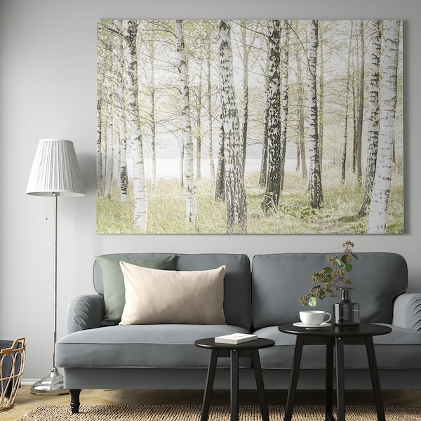 IKEA BJÖRKSTA picture and frame, 78 ¾x55 in Birches / Aluminum Color, Ikea Ireland | 0387BPDRU