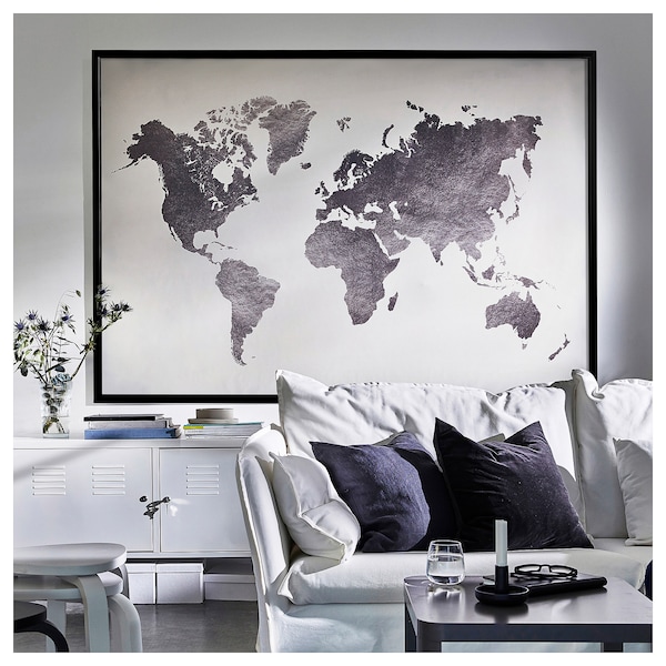 IKEA BJÖRKSTA picture and frame, 78 ¾x55 in The World / Black, Ikea Ireland | 4279DLZSW