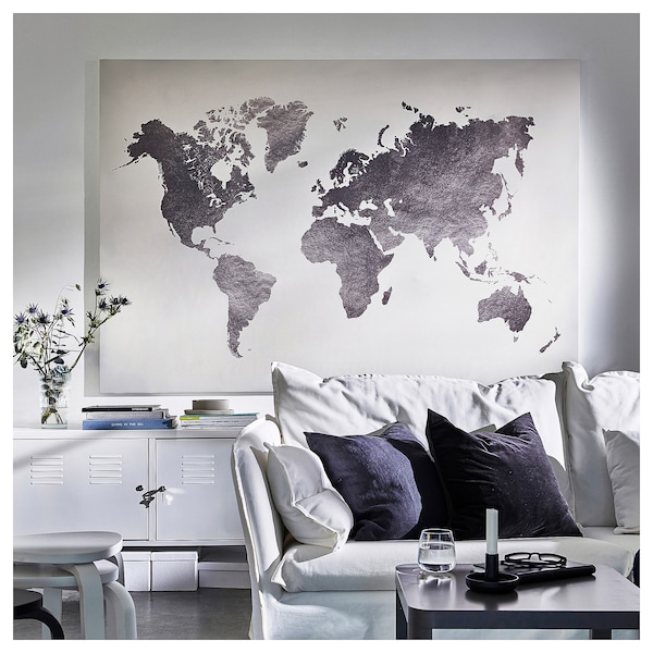 IKEA BJÖRKSTA picture and frame, 78 ¾x55 in The World / Aluminum Color, Ikea Ireland | 9237TSABP