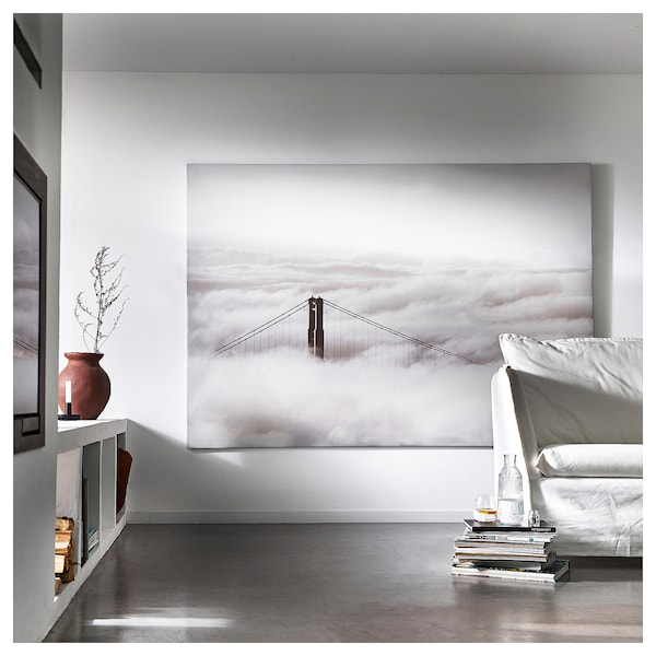 IKEA BJÖRKSTA picture and frame, bridge and clouds, 78 ¾x55 in Black, Ikea Ireland | 4850HBGTP