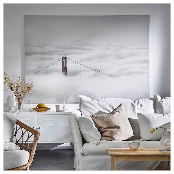 IKEA BJÖRKSTA picture and frame, bridge and clouds, 78 ¾x55 in Black, Ikea Ireland | 4850HBGTP