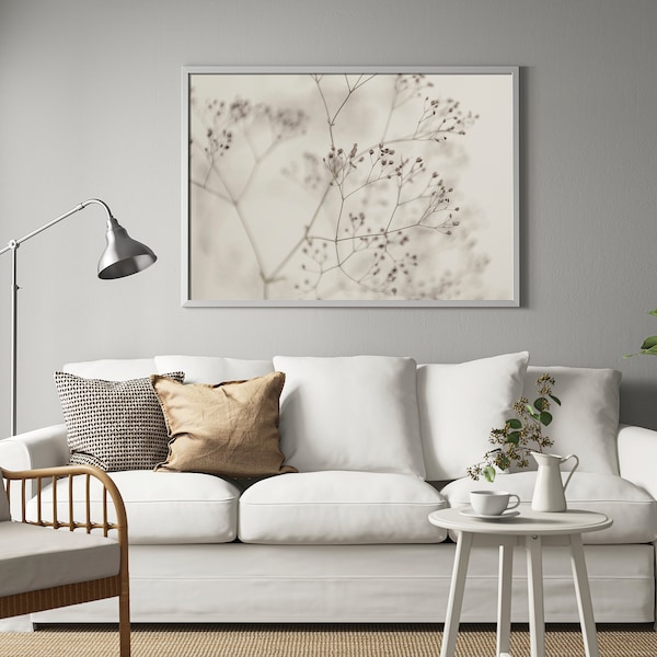 IKEA BJÖRKSTA picture and frame, flowers-close up, 55x39 ¼ in Aluminum Color, Ikea Ireland | 7560DBANR