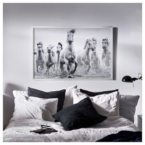IKEA BJÖRKSTA picture and frame, horses at the water´s edge, 46 ½x30 ¾ in Aluminum Color, Ikea Ireland | 0215MDXVB