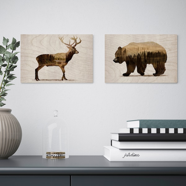 IKEA BJÖRNAMO picture, set of 2, Wild animals II, 11 ¾x7 ¾ in, Ikea Ireland | 4258MPSFE