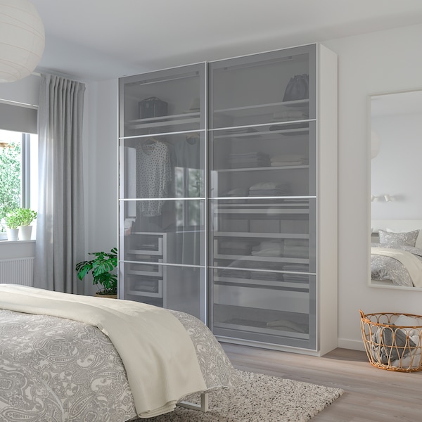 IKEA BJÖRNÖYA 4 panels for sliding door frame, gray tinted effect, 29 1/2x79 1/8 in, Ikea Ireland | 9612IAVSK