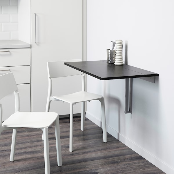 IKEA BJURSTA wall-mounted drop-leaf table, brown-black, 35 3/8x19 5/8 in, Ikea Ireland | 1596IRUNC