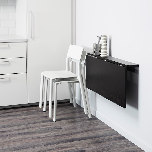 IKEA BJURSTA wall-mounted drop-leaf table, brown-black, 35 3/8x19 5/8 in, Ikea Ireland | 1596IRUNC