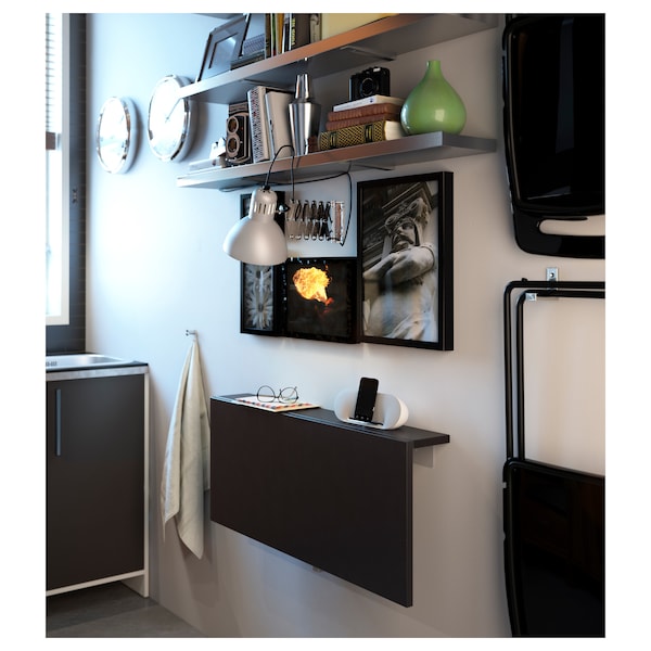 IKEA BJURSTA wall-mounted drop-leaf table, brown-black, 35 3/8x19 5/8 in, Ikea Ireland | 1596IRUNC