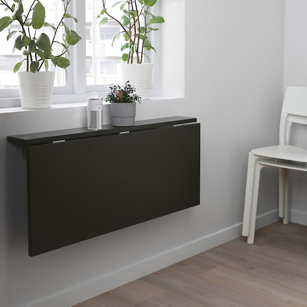 IKEA BJURSTA wall-mounted drop-leaf table, brown-black, 35 3/8x19 5/8 in, Ikea Ireland | 1596IRUNC
