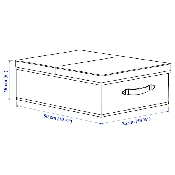 IKEA BLÄDDRARE box with lid, gray/patterned, 13 ¾x19 ¾x6 in, Ikea Ireland | 0179BUXRS