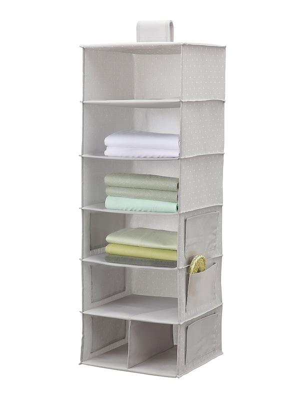 IKEA BLÄDDRARE hanging storage with 7 compartments, gray/patterned, 11 ¾x11 ¾x35 ½ in, Ikea Ireland | 6502ZIACD