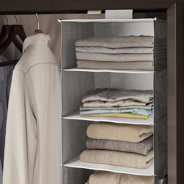 IKEA BLÄDDRARE hanging storage with 7 compartments, gray/patterned, 11 ¾x11 ¾x35 ½ in, Ikea Ireland | 6502ZIACD