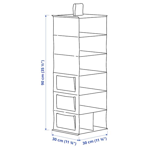 IKEA BLÄDDRARE hanging storage with 7 compartments, gray/patterned, 11 ¾x11 ¾x35 ½ in, Ikea Ireland | 6502ZIACD