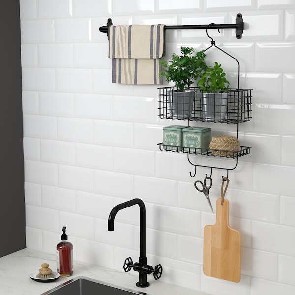 IKEA BLECKSJÖN shower caddy, black, 12 ¼x22 in Two Tiers, Ikea Ireland | 1069PEKSA