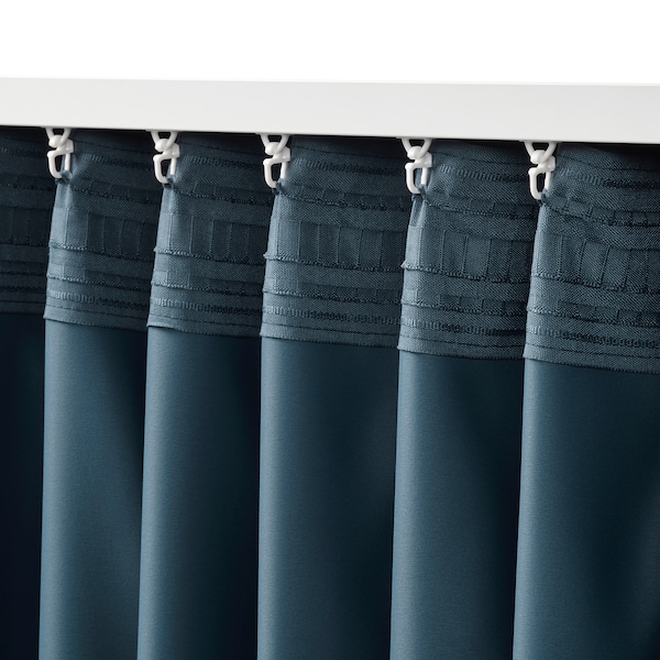 IKEA BLÅHUVA black-out curtains, 1 pair, dark blue, 57x98 in, Ikea Ireland | 1694BOWLJ