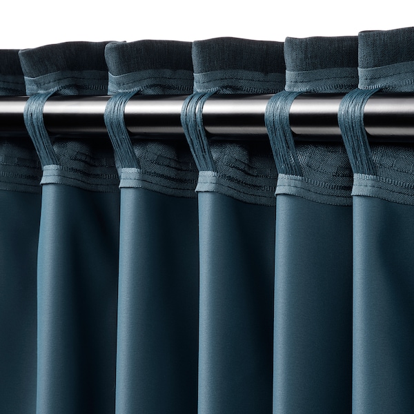 IKEA BLÅHUVA black-out curtains, 1 pair, dark blue, 57x98 in, Ikea Ireland | 1694BOWLJ