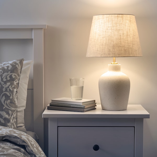 IKEA BLIDVÄDER table lamp, off-white ceramic/beige, 20 in, Ikea Ireland | 7684VYBKE