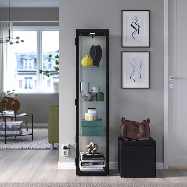 IKEA BLÅLIDEN / STRIMSÄV glass-door cabinet with lighting Black, Ikea Ireland | 4159BDFST