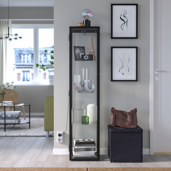 IKEA BLÅLIDEN glass-door cabinet, 13 3/4x12 5/8x59 1/2 in Black, Ikea Ireland | 7605ELYTZ