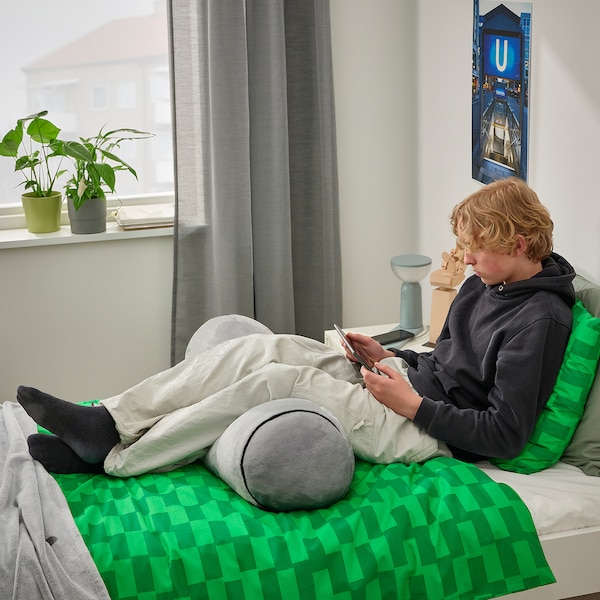 IKEA BLÅSKATA duvet cover and pillowcase(s), Twin Green / Patterned, Ikea Ireland | 0937POBVG