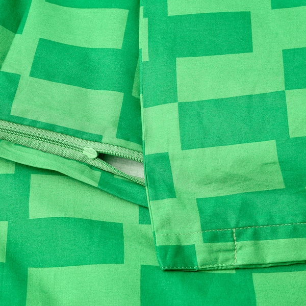IKEA BLÅSKATA duvet cover and pillowcase(s), Twin Green / Patterned, Ikea Ireland | 0937POBVG