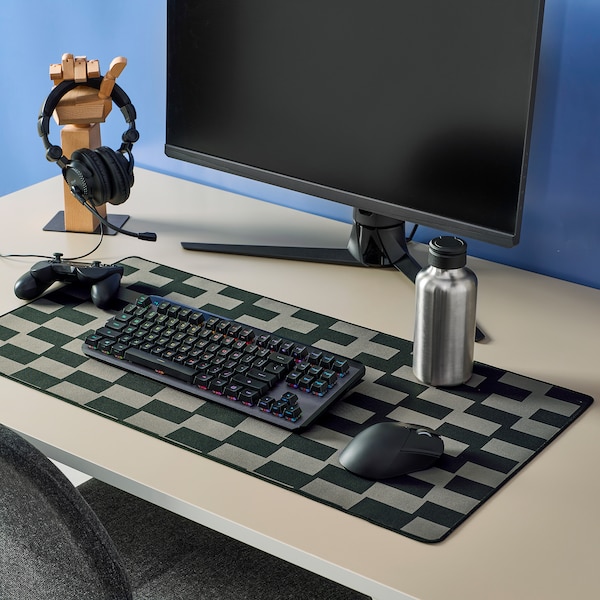 IKEA BLÅSKATA gaming mouse pad, black/gray patterned, 15 3/4x31 1/2 in, Ikea Ireland | 3954JQCIZ