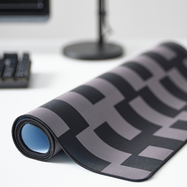 IKEA BLÅSKATA gaming mouse pad, black/gray patterned, 15 3/4x31 1/2 in, Ikea Ireland | 3954JQCIZ