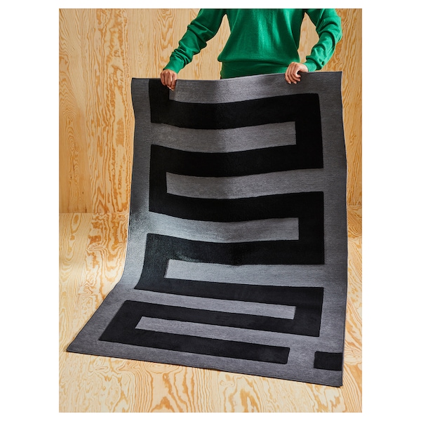 IKEA BLÅSKATA rug, black/gray, 41x63 in, Ikea Ireland | 3981OXYFC