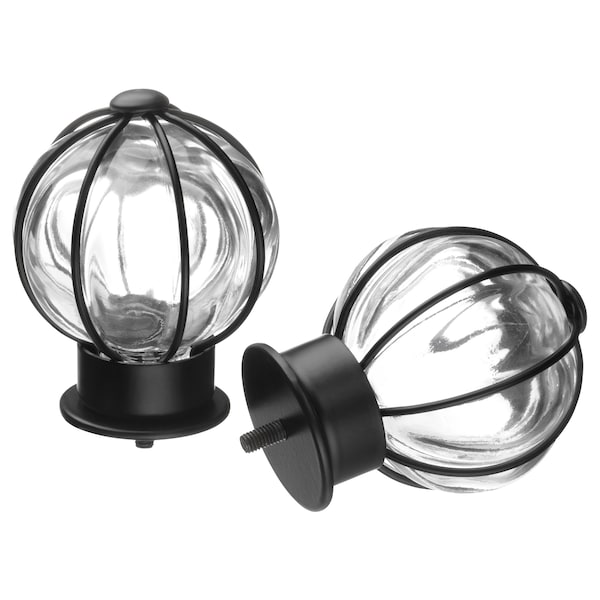 IKEA BLÅST finials, 1 pair, black, Ikea Ireland | 6315PULXS
