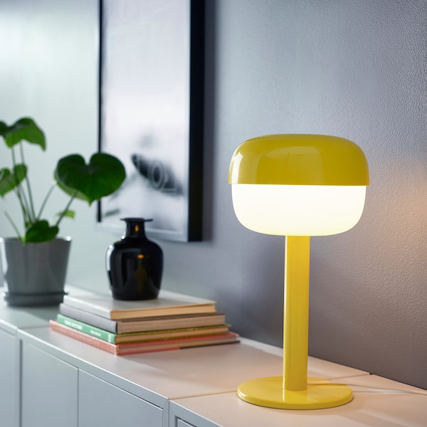 IKEA BLÅSVERK table lamp with LED bulb, 14 in Yellow, Ikea Ireland | 9514LFWSI