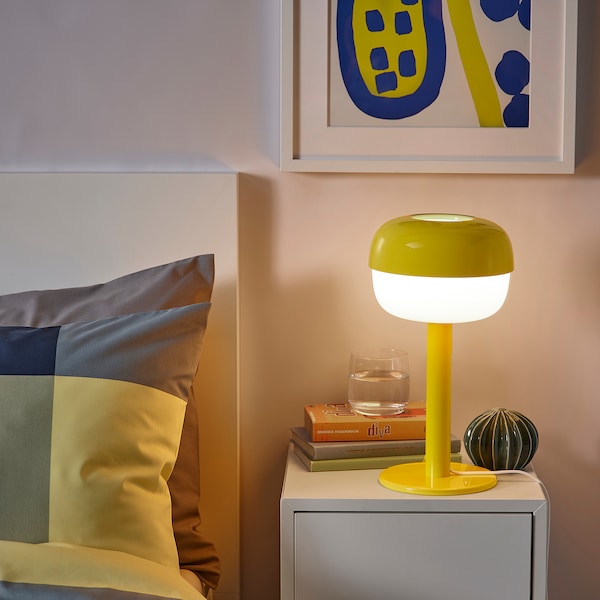 IKEA BLÅSVERK table lamp with LED bulb, 14 in Yellow, Ikea Ireland | 9514LFWSI