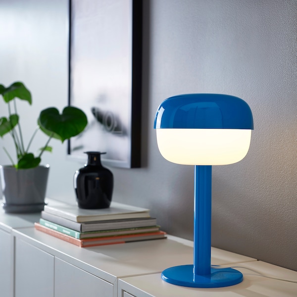 IKEA BLÅSVERK table lamp with LED bulb, 14 in Blue, Ikea Ireland | 6720EUBWC