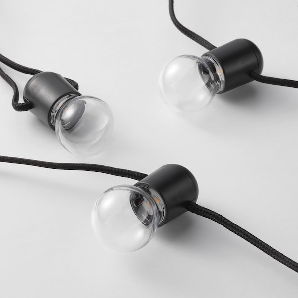 IKEA BLÖTSNÖ LED string light with 12 lights, indoor, battery operated black, Ikea Ireland | 9613TLONM