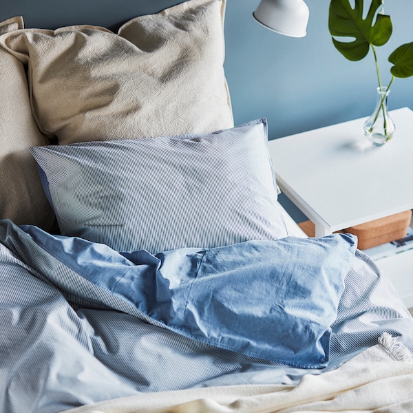 IKEA BLÅVINDA duvet cover and pillowcase(s), Full/Queen (Double/Queen) Light Blue, Ikea Ireland | 1253SRFIB