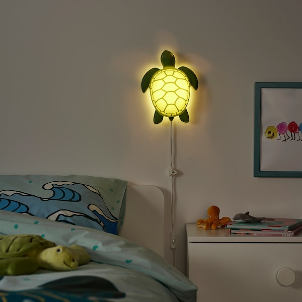 IKEA BLÅVINGAD LED wall lamp, turtle/green, Ikea Ireland | 8549UONPX