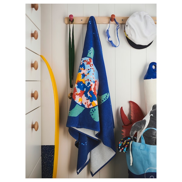 IKEA BLÅVINGAD bath towel, 28x55 in Turtle Pattern / Dark Blue, Ikea Ireland | 3471HMDQW