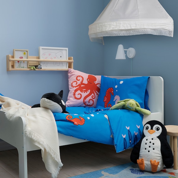 IKEA BLÅVINGAD duvet cover and pillowcase(s), Twin Ocean Animals Pattern / Multicolor, Ikea Ireland | 9463PJCOK