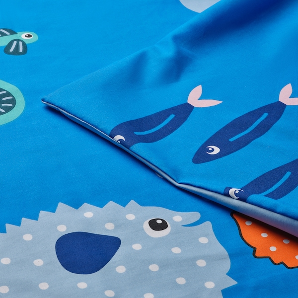 IKEA BLÅVINGAD duvet cover and pillowcase(s), Twin Ocean Animals Pattern / Multicolor, Ikea Ireland | 9463PJCOK