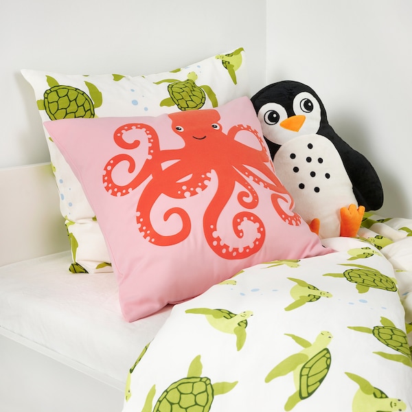 IKEA BLÅVINGAD duvet cover and pillowcase(s), Twin Turtle Pattern Green / White, Ikea Ireland | 9601FKOQM