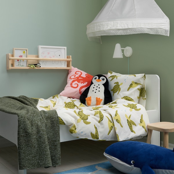 IKEA BLÅVINGAD duvet cover and pillowcase(s), Twin Turtle Pattern Green / White, Ikea Ireland | 9601FKOQM