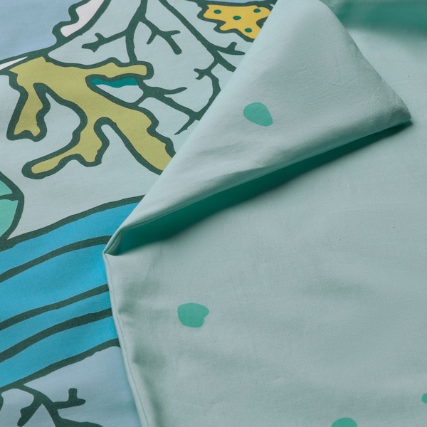 IKEA BLÅVINGAD duvet cover and pillowcase(s), Twin Turtle Pattern / Turquoise, Ikea Ireland | 3765MCKEH