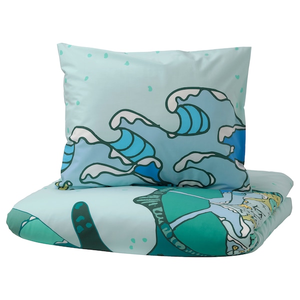 IKEA BLÅVINGAD duvet cover and pillowcase(s), Twin Turtle Pattern / Turquoise, Ikea Ireland | 3765MCKEH