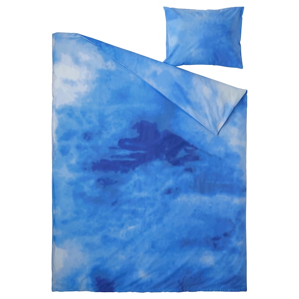 IKEA BLÅVINGAD duvet cover and pillowcase(s), Twin Ocean Pattern / Blue, Ikea Ireland | 4906ZCFMX