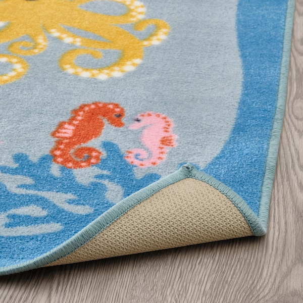 IKEA BLÅVINGAD rug, ocean animals pattern/multicolor, 4'4 inx4'4 in, Ikea Ireland | 2789JKORQ