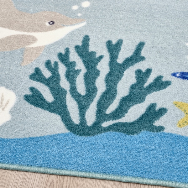 IKEA BLÅVINGAD rug, ocean animals pattern/multicolor, 4'4 inx4'4 in, Ikea Ireland | 2789JKORQ