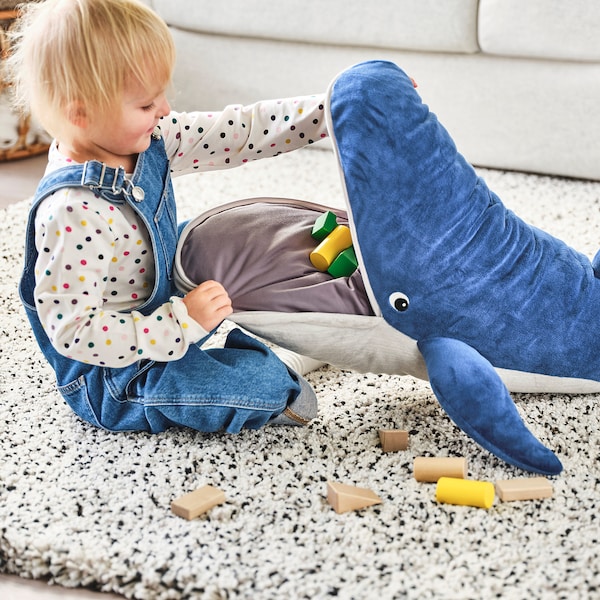 IKEA BLÅVINGAD soft toy, blue whale, 39 in, Ikea Ireland | 7254SJMER