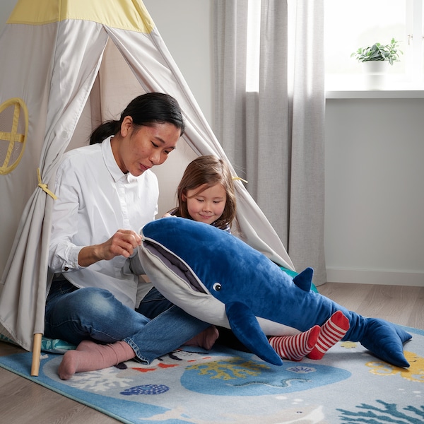 IKEA BLÅVINGAD soft toy, blue whale, 39 in, Ikea Ireland | 7254SJMER